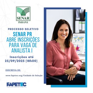 SENAR/PR abre inscrições para vaga de Analista I