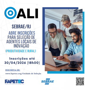SEBRAE/RJ abre vagas para Processo Seletivo de Agente Local de Inovação com bolsas de R$ 5mil