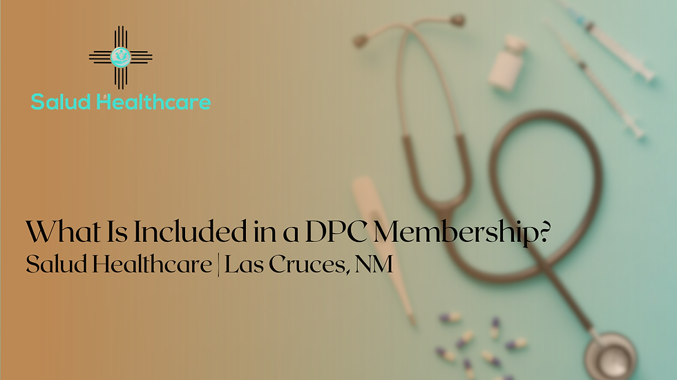 Provider at Salud Healthcare in Las Cruces, NM explaining what is included in a Direct Primary Care membership during a patient consultation.