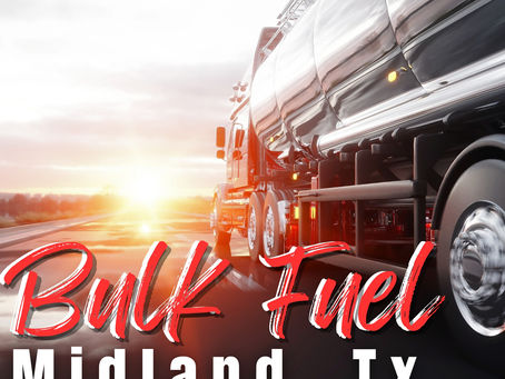 Bulk diesel fuel delivery truck servicing a construction jobsite in Midland Texas