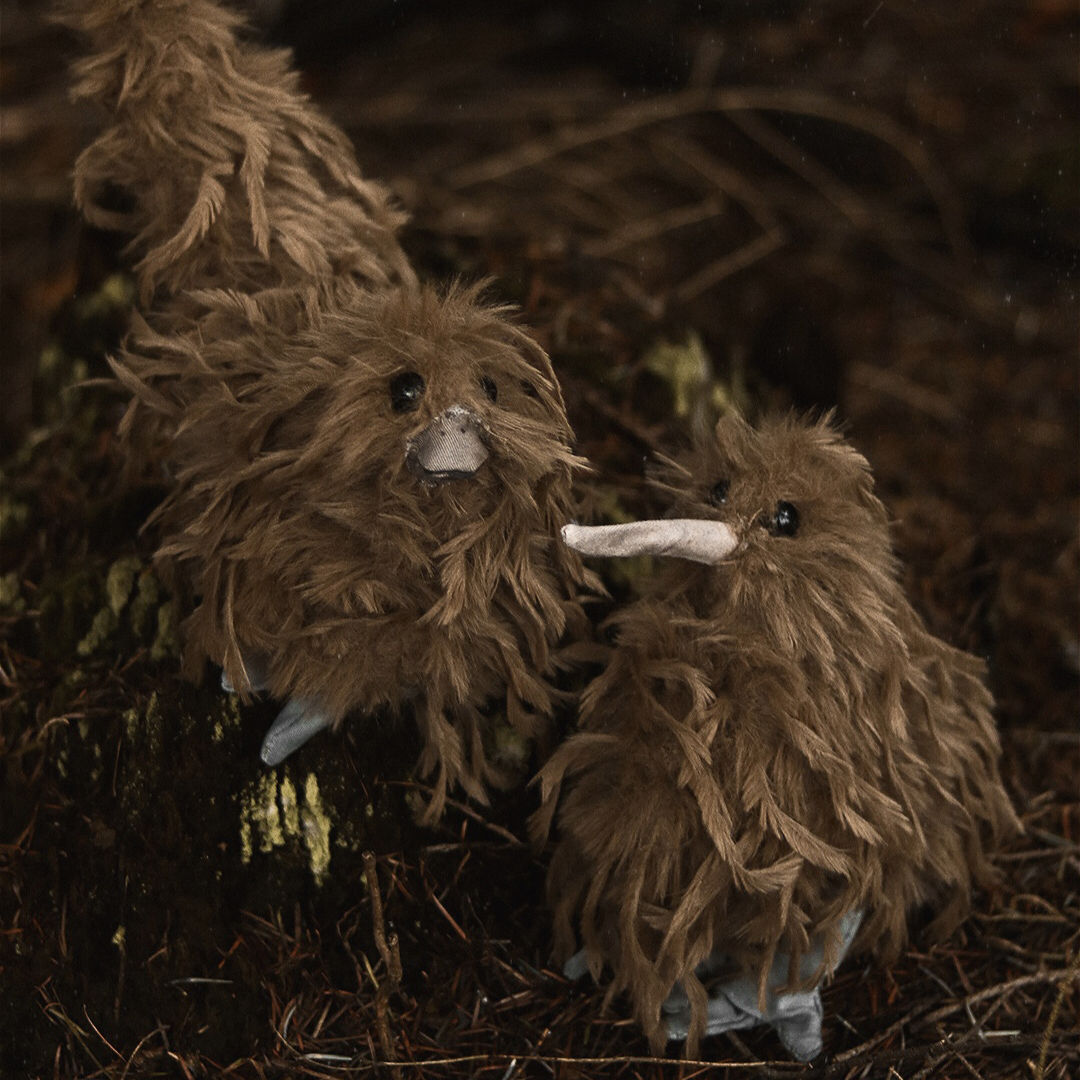 Kiwi & raptor plushies