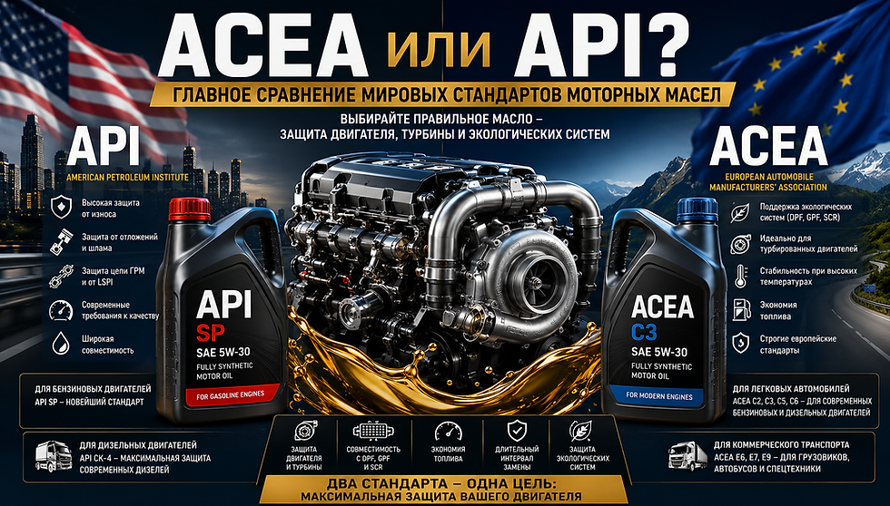 ACEA или API: какой допуск моторного масла важнее и чем они отличаются