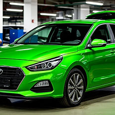Hyundai i30 GD/PD после завершённой полной замены масла в АКПП в сервисе PZM.kz. Автомобиль стоит на ровной площадке после тест-драйва, поддон очищен, старая жидкость собрана, мастер проверяет переключения. Фото демонстрирует завершённую процедуру замены масла, включающую очистку поддона, замену фильтра, заливку новой жидкости и контроль работы коробки, что гарантирует надёжность трансмиссии и плавность переключений при ежедневной эксплуатации.