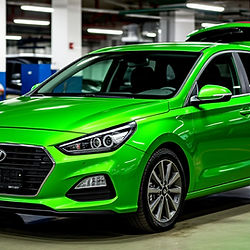 Hyundai i30 GD/PD после завершённой полной замены масла в АКПП в сервисе PZM.kz. Автомобиль стоит на ровной площадке после тест-драйва, поддон очищен, старая жидкость собрана, мастер проверяет переключения. Фото демонстрирует завершённую процедуру замены масла, включающую очистку поддона, замену фильтра, заливку новой жидкости и контроль работы коробки, что гарантирует надёжность трансмиссии и плавность переключений при ежедневной эксплуатации.