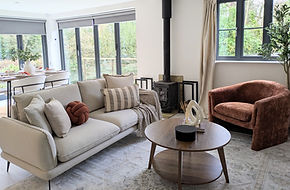 Staged living room in a four-bedroom family home in Haslemere