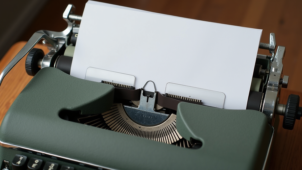 Close-up view of a vintage typewriter with a blank sheet of paper