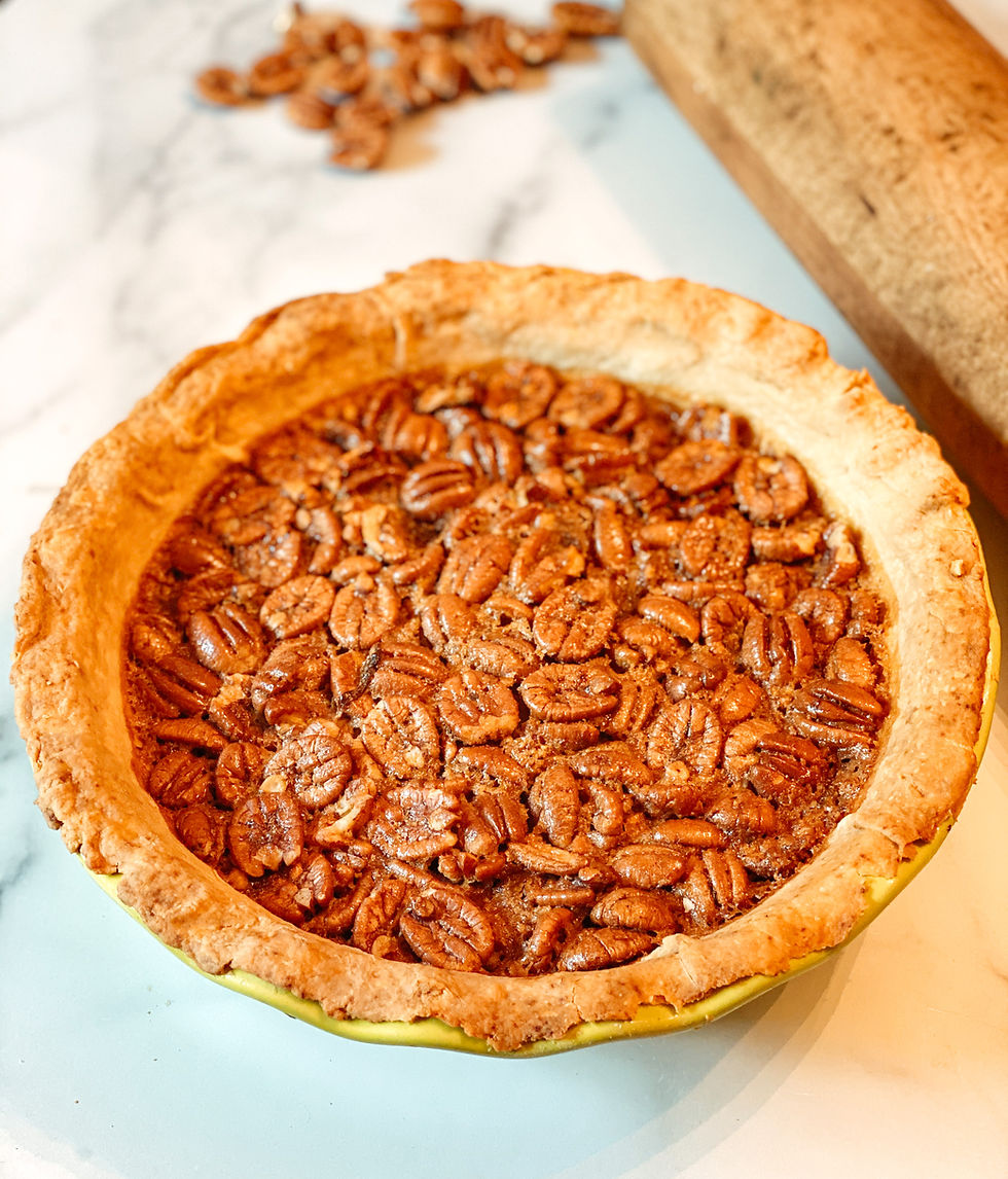 Maple Pecan Pie with fresh pecans