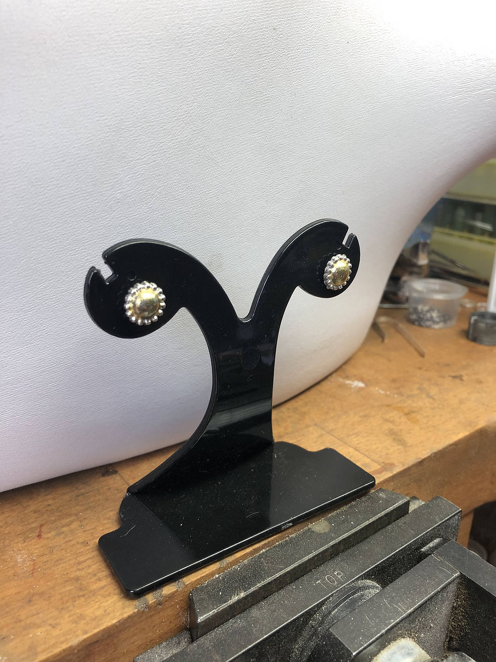 Thumbnail: Fine Silver and Gold Stud Flower Earrings