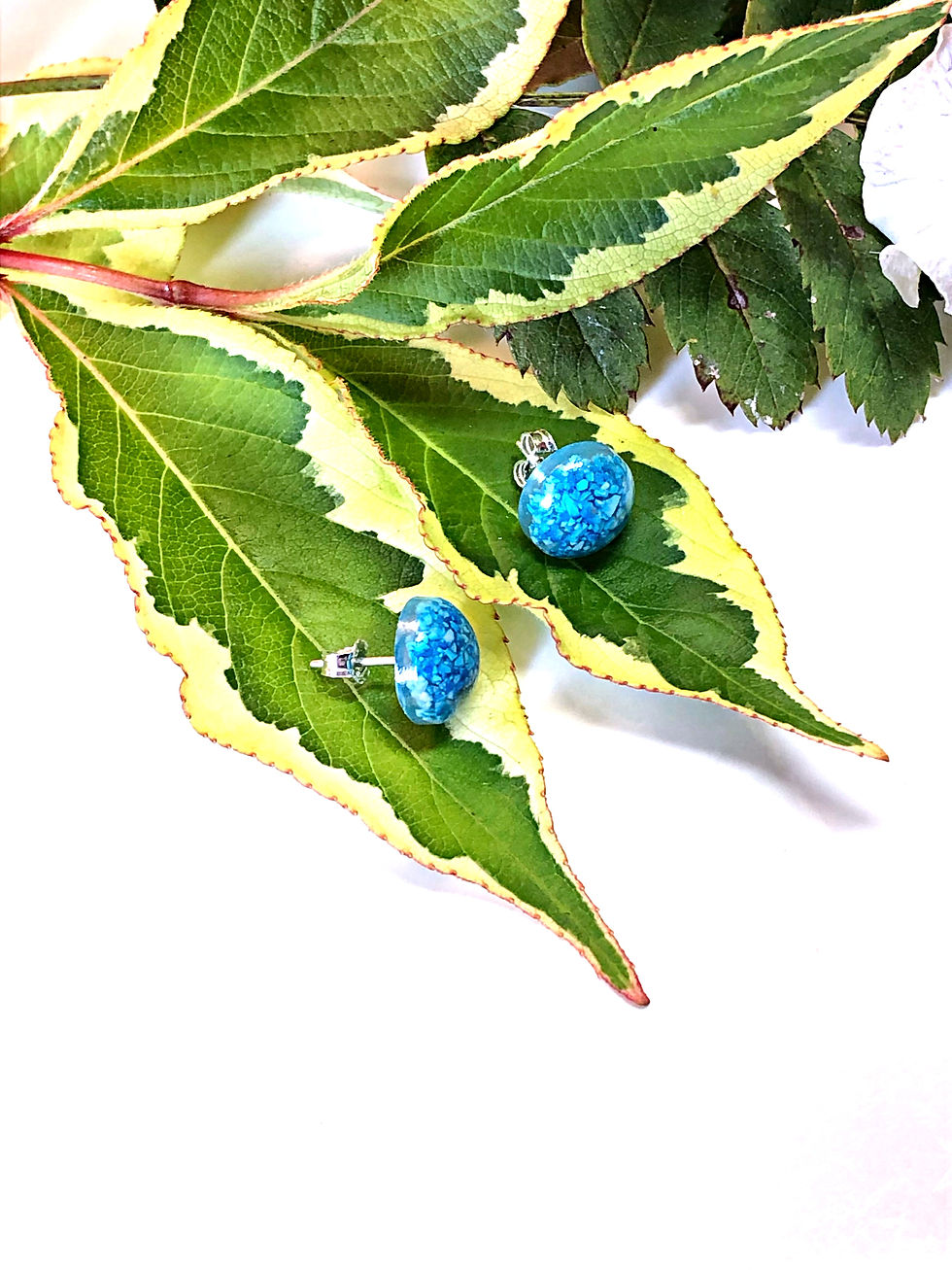 Thumbnail: Genuine Turquoise Chip Stud Earrings (Sterling Silver Posts & Backs)