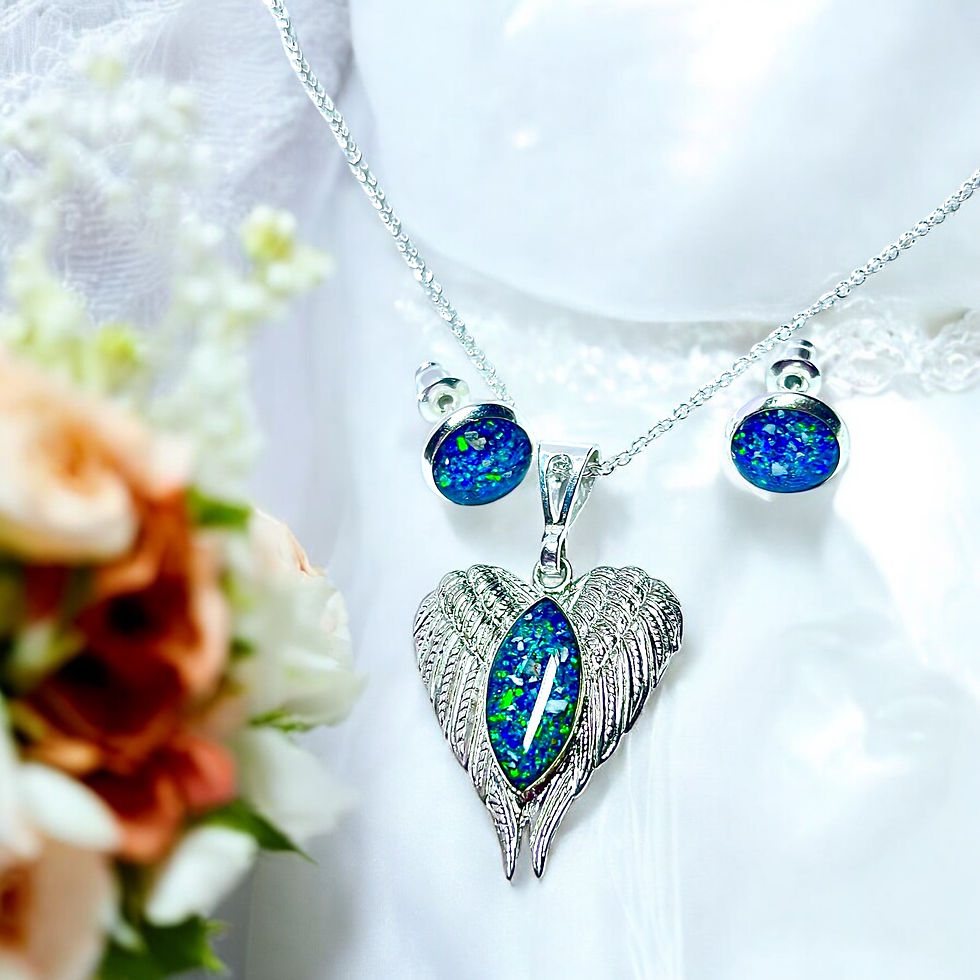 Thumbnail: Sterling Silver Angel Wings Necklace With Ashes