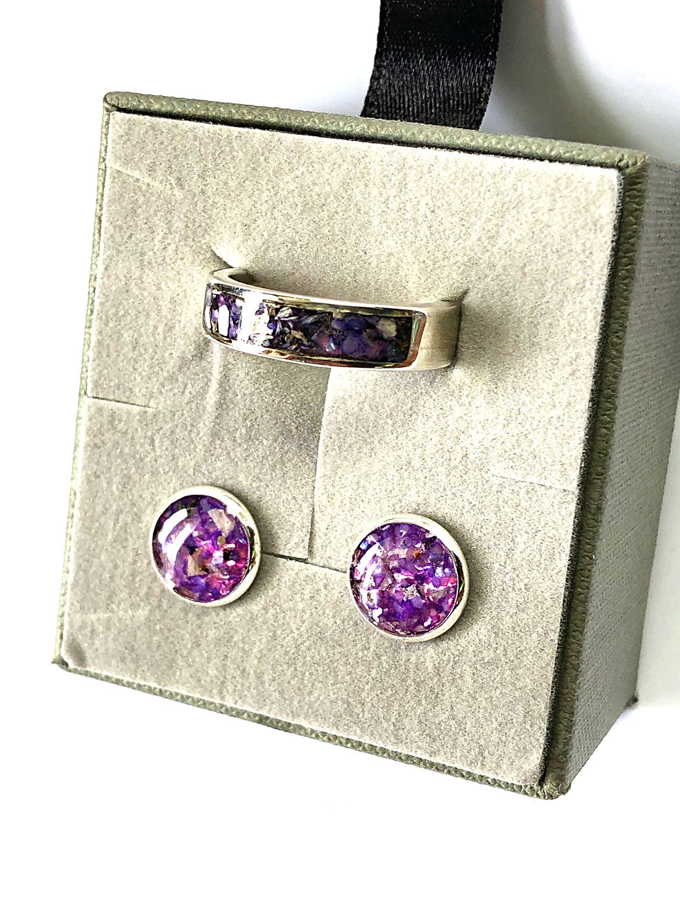 Thumbnail: Sterling Silver Partial Inlay Ashes Memorial Ring