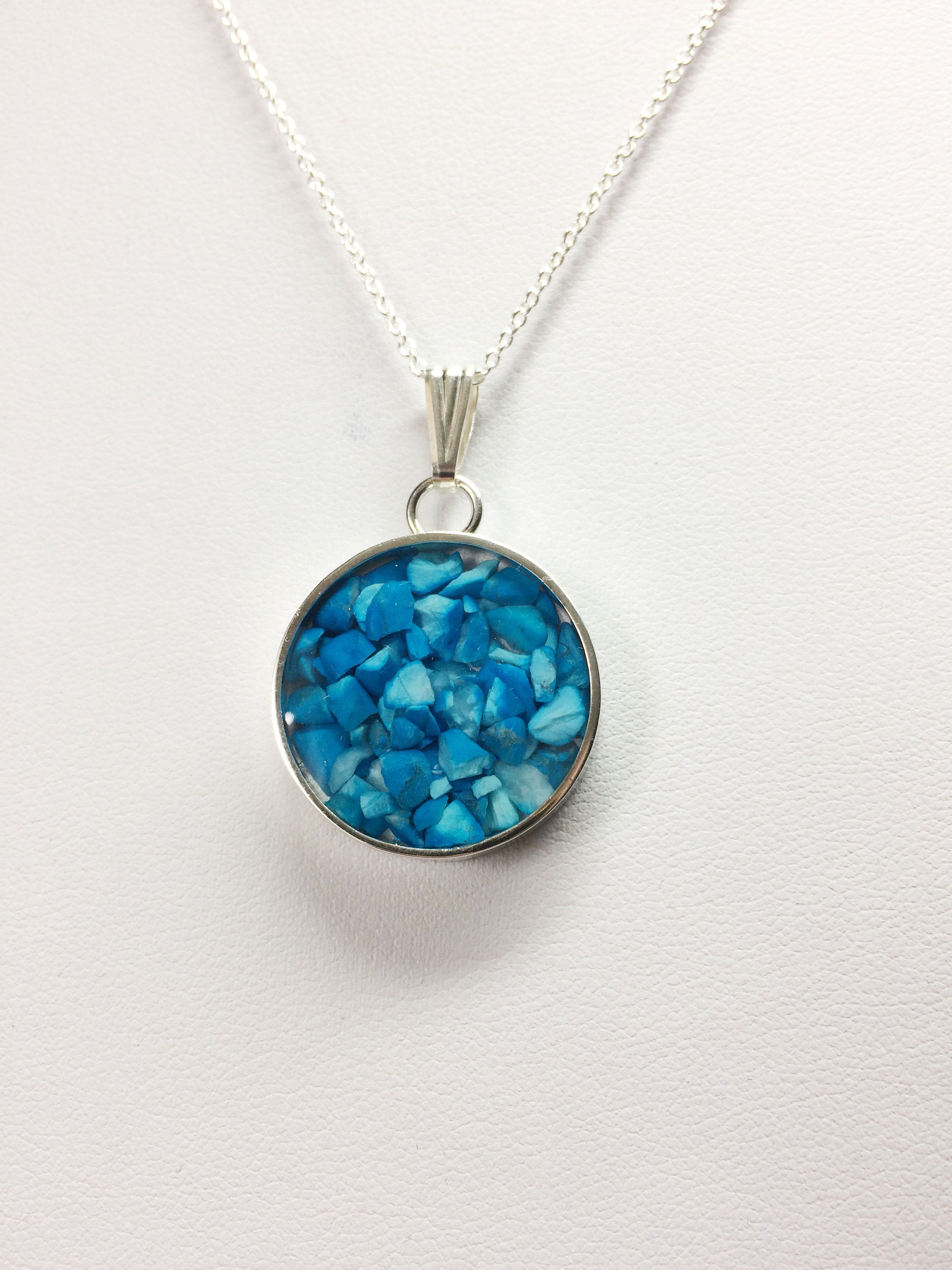 Genuine Turquoise Round Pendant