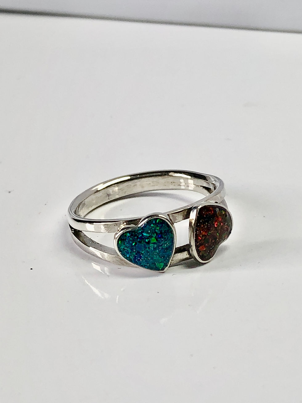 Thumbnail: Sterling Silver Ashes Memorial Double Heart Ring