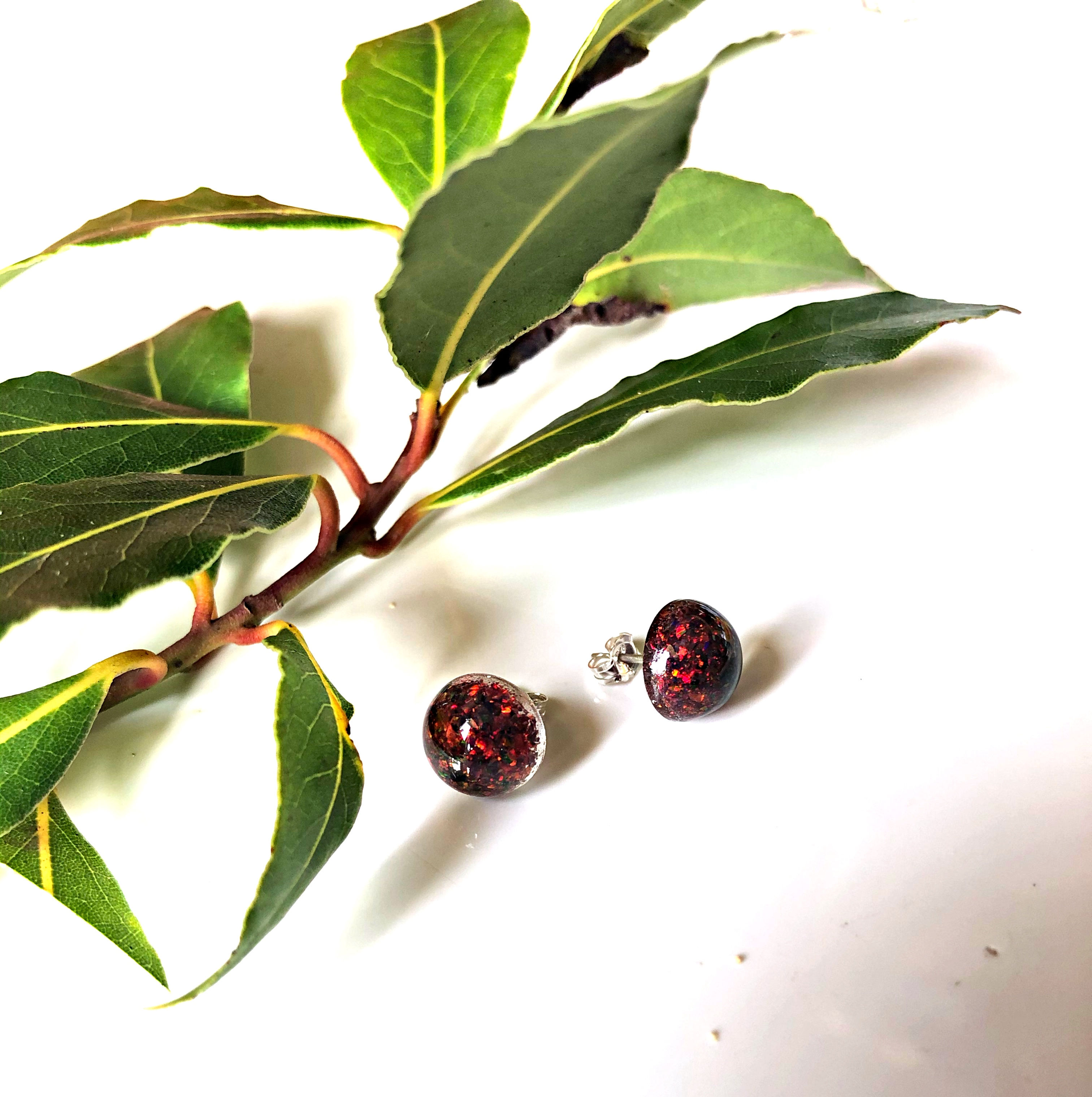 Deep Red Opal Earrings