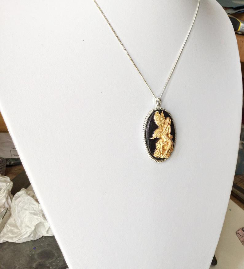 Thumbnail: The Silver Fairy Gothic Skull Necklace