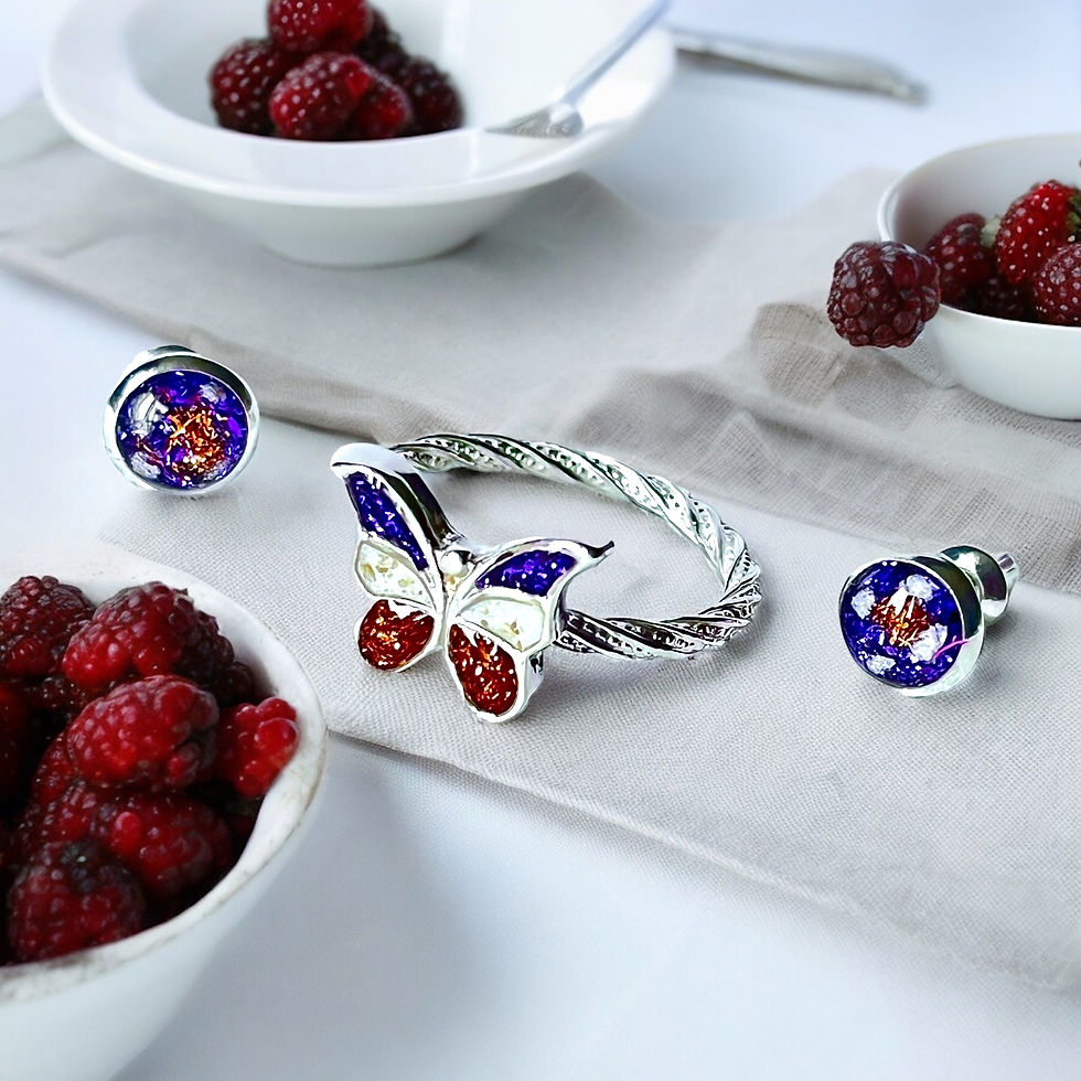 Thumbnail: Sterling Silver Butterfly Ashes Memorial Ring