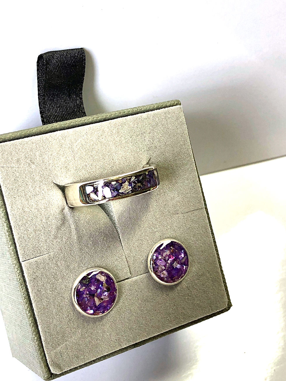 Thumbnail: Sterling Silver Partial Inlay Ashes Memorial Ring
