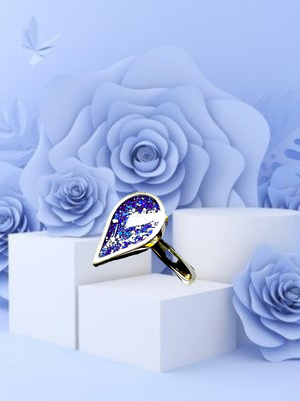 Thumbnail: Sterling Silver Teardrop Ashes Ring