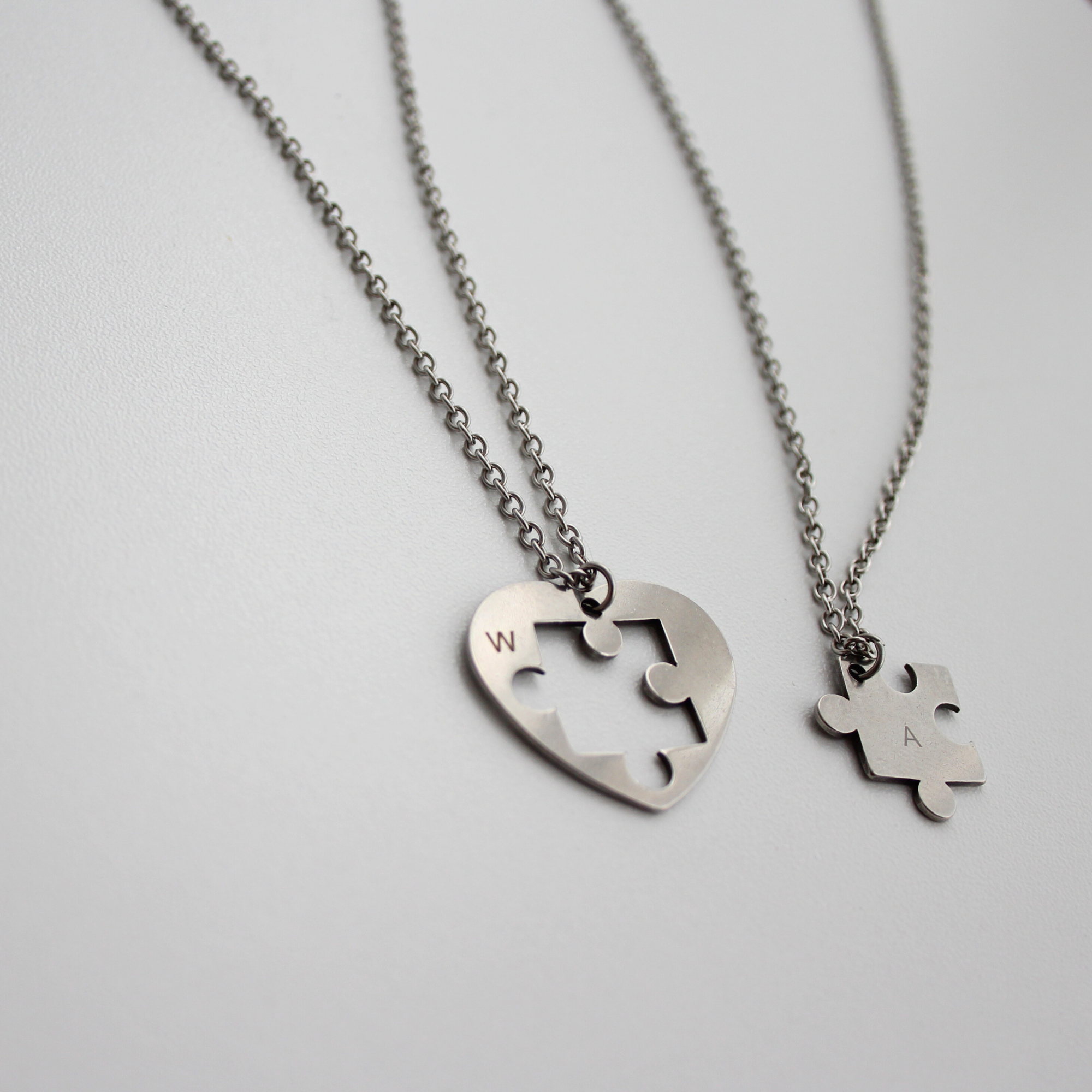 Ketting set puzzelstukjes met initiaal