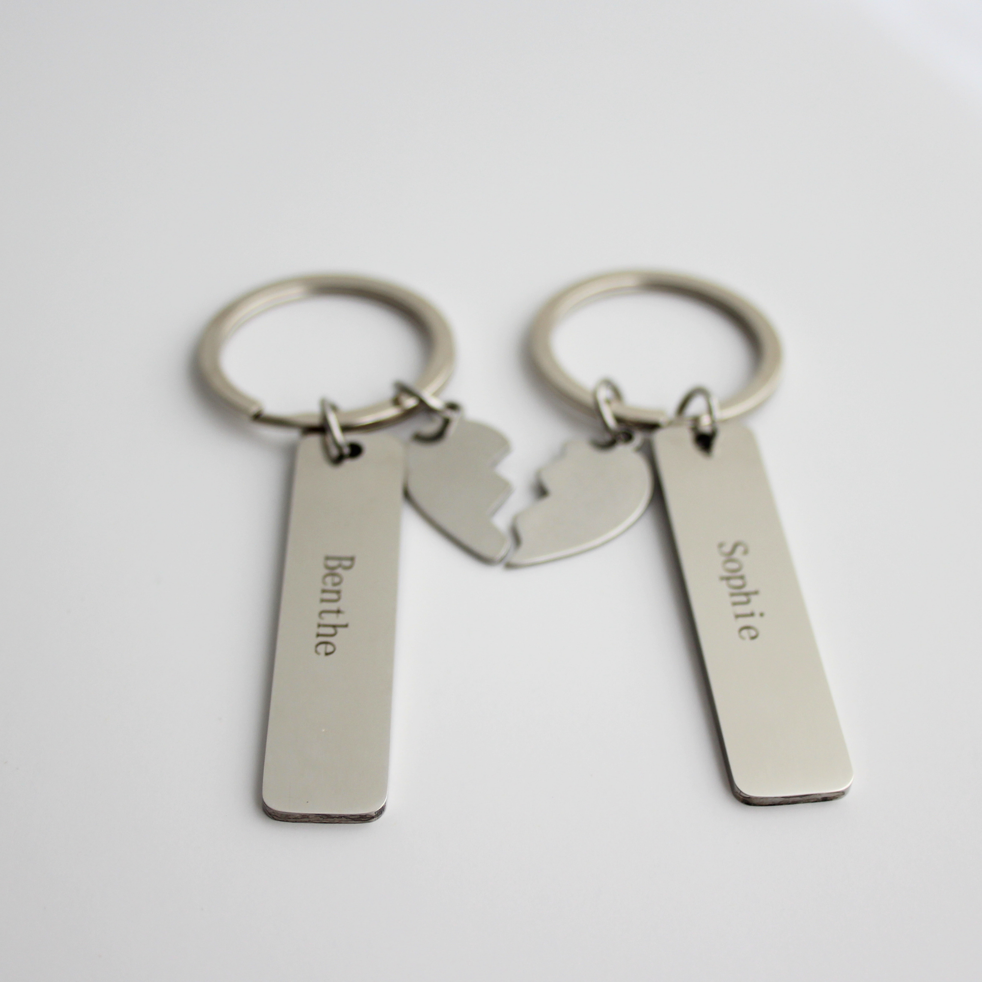Sleutelhanger set half hartje met naam