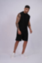 תמונה ממוזערת: חליפה אוברסייז בד שורות גופיה ושורט