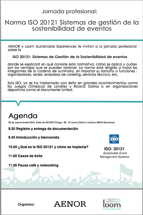 ISO 20121 sistemas de gestión de eventos sostenibles. Agenda de la norma ISO