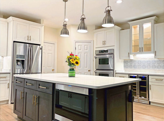 Multi color cabinet kitchen with oprn space