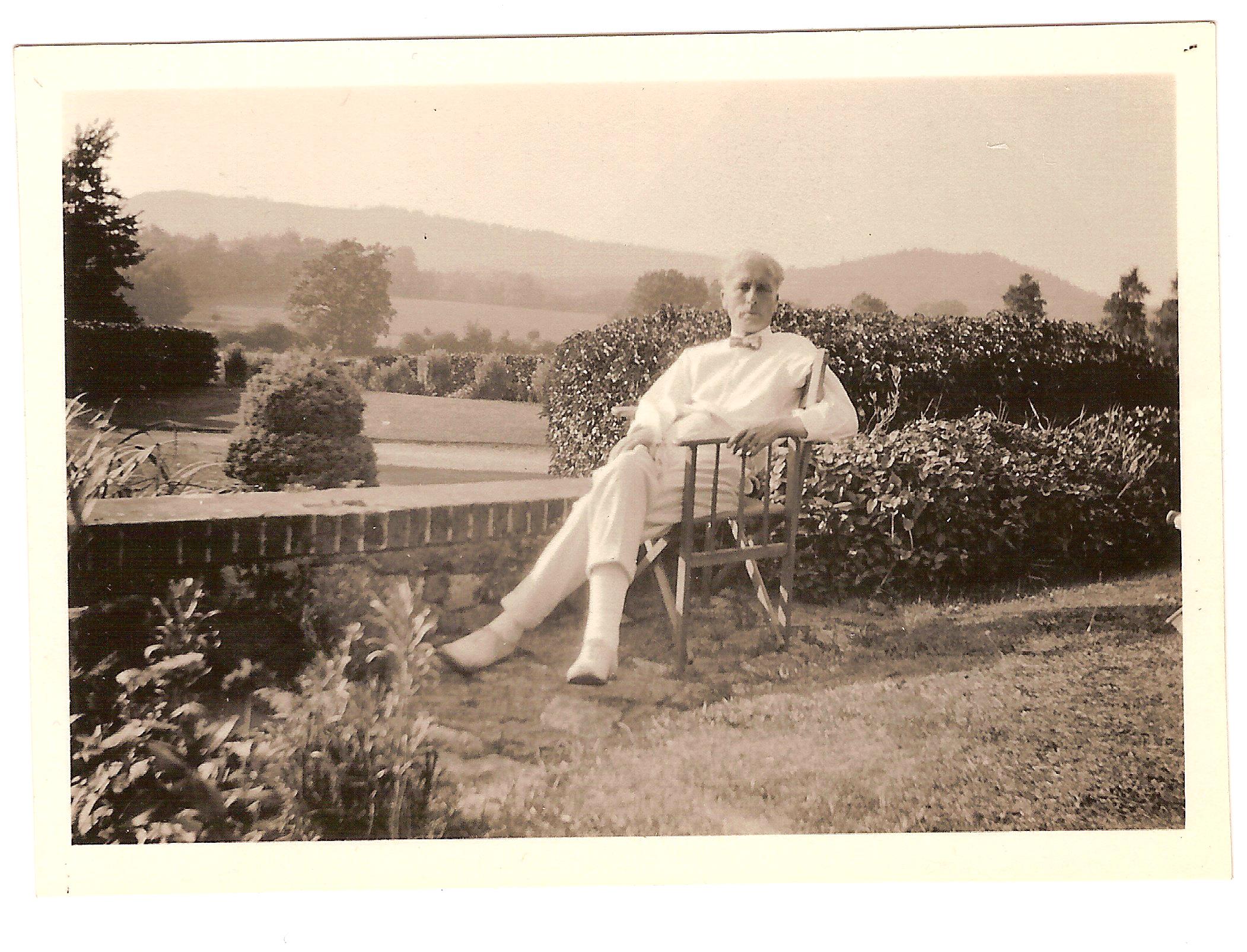 Norman O'Neill on the terrace at Losely