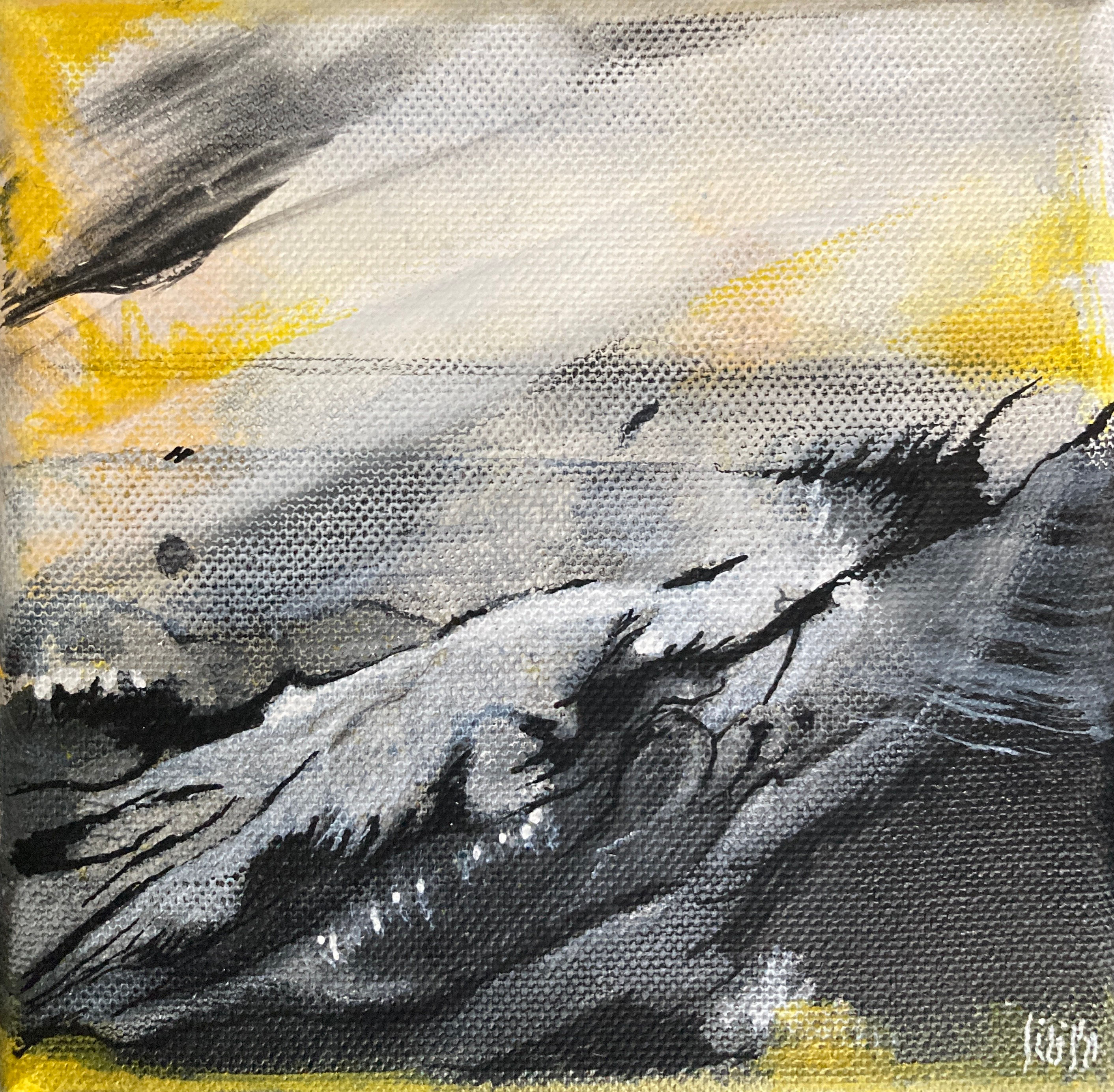 What the water carries away 5 - Lyrical abstraction - Original painting on canvas - Cécile Filipe