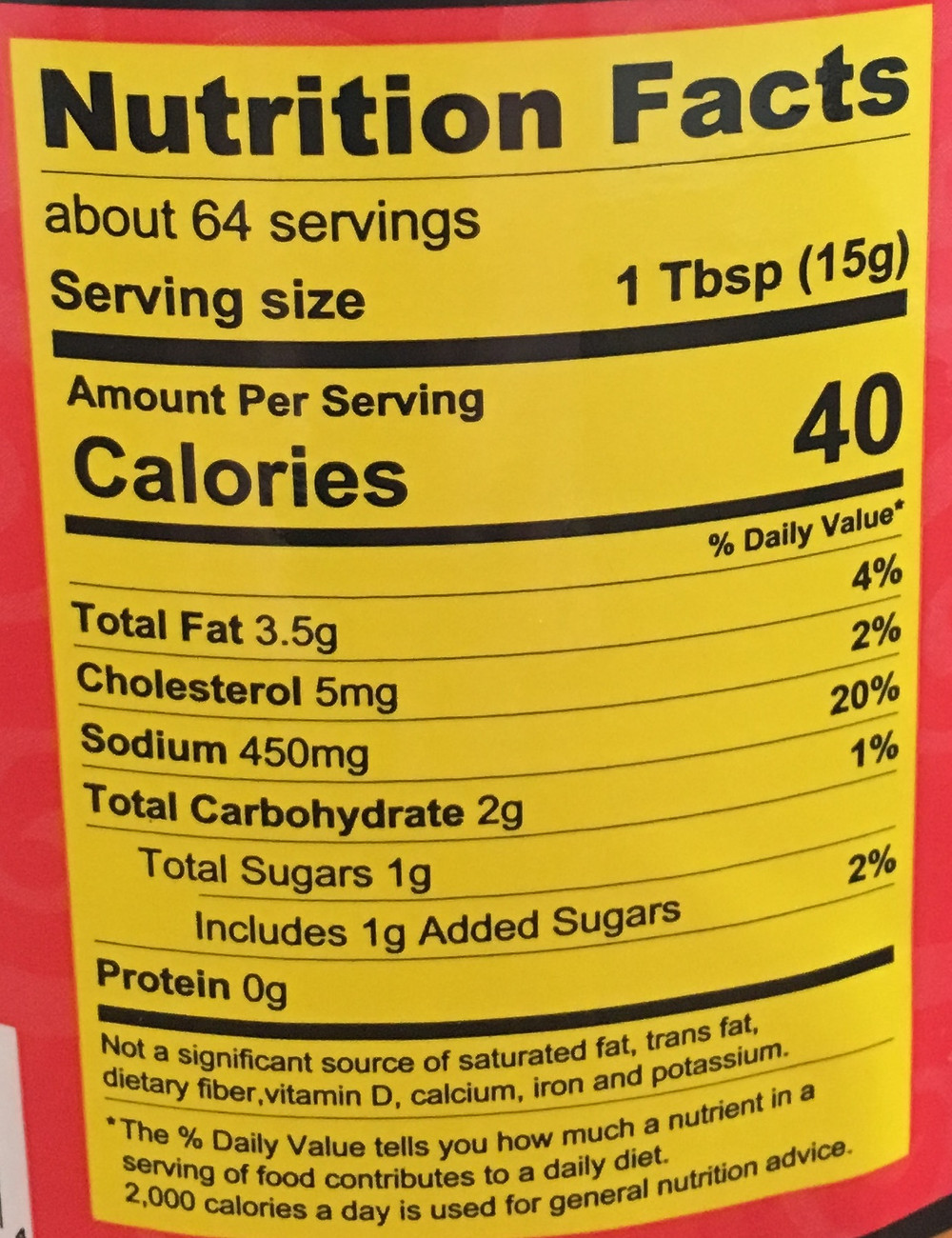 Example of the new nutrition facts label showing "added sugars"