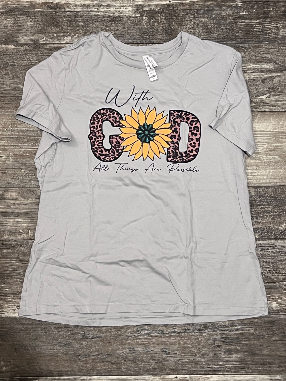 With God All Things Are Possible Sunflower Graphic T-Shirt – Size L