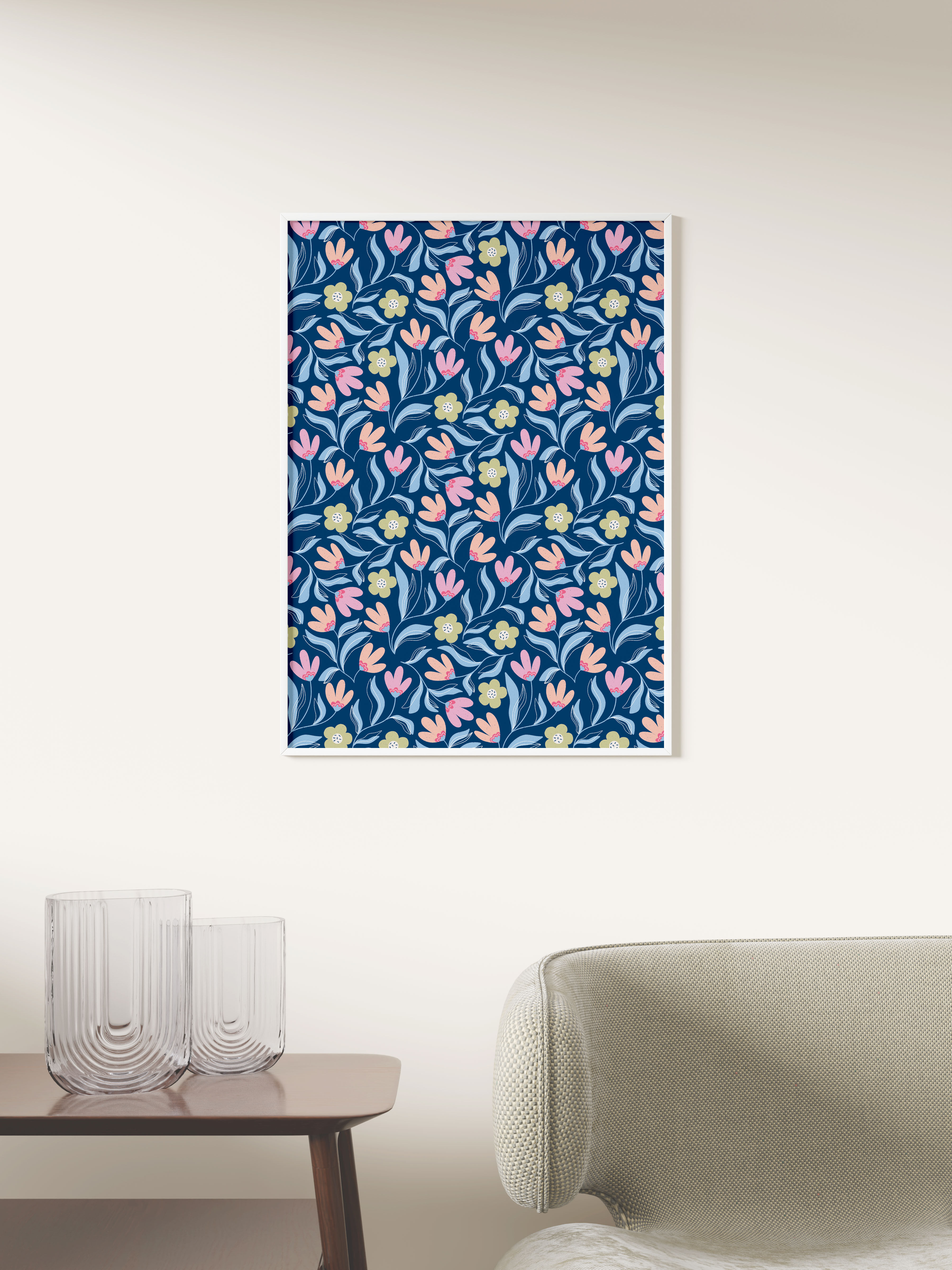 Affiche | Floral bleu douceur