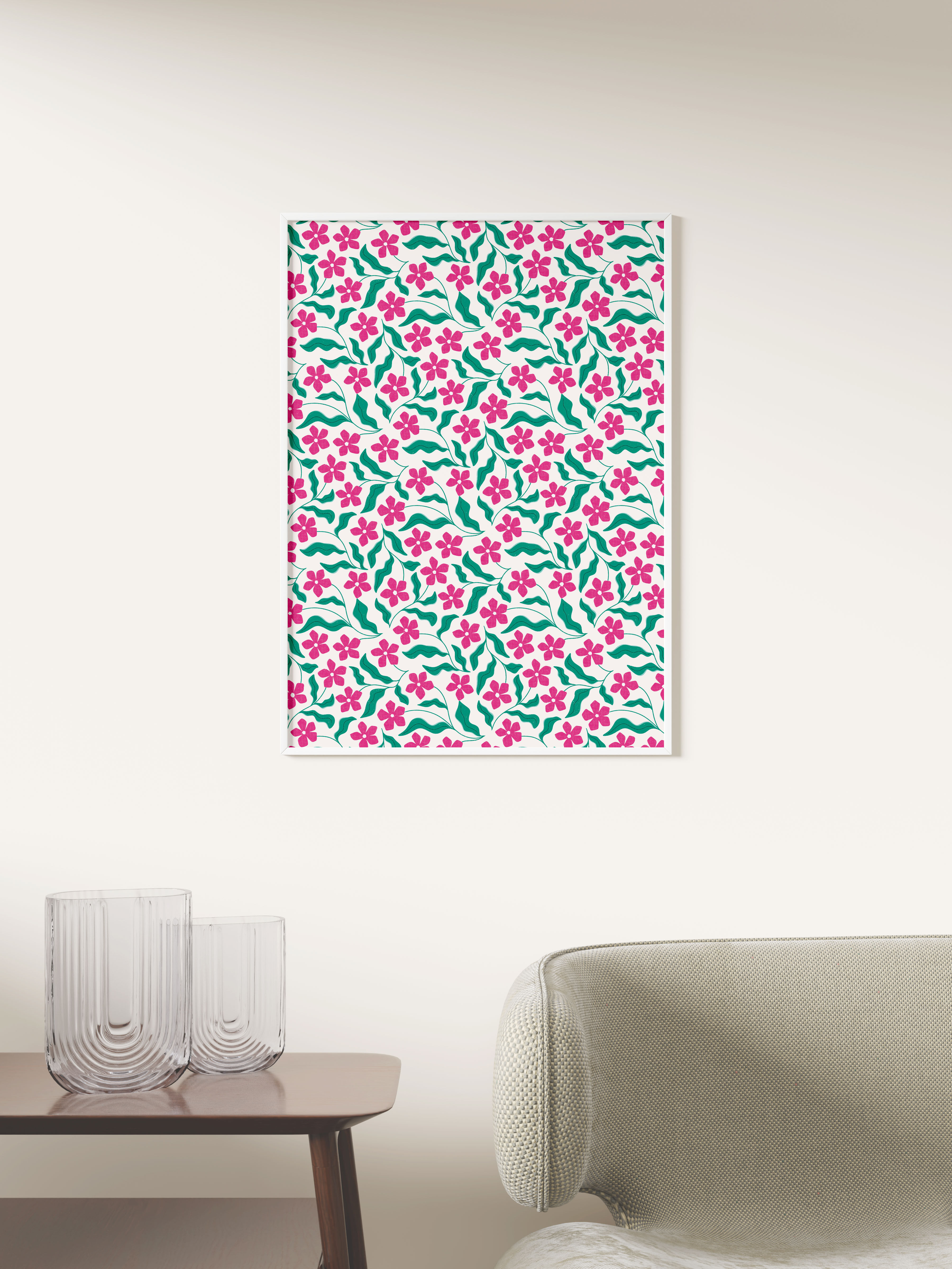 Affiche | Floral rose vert