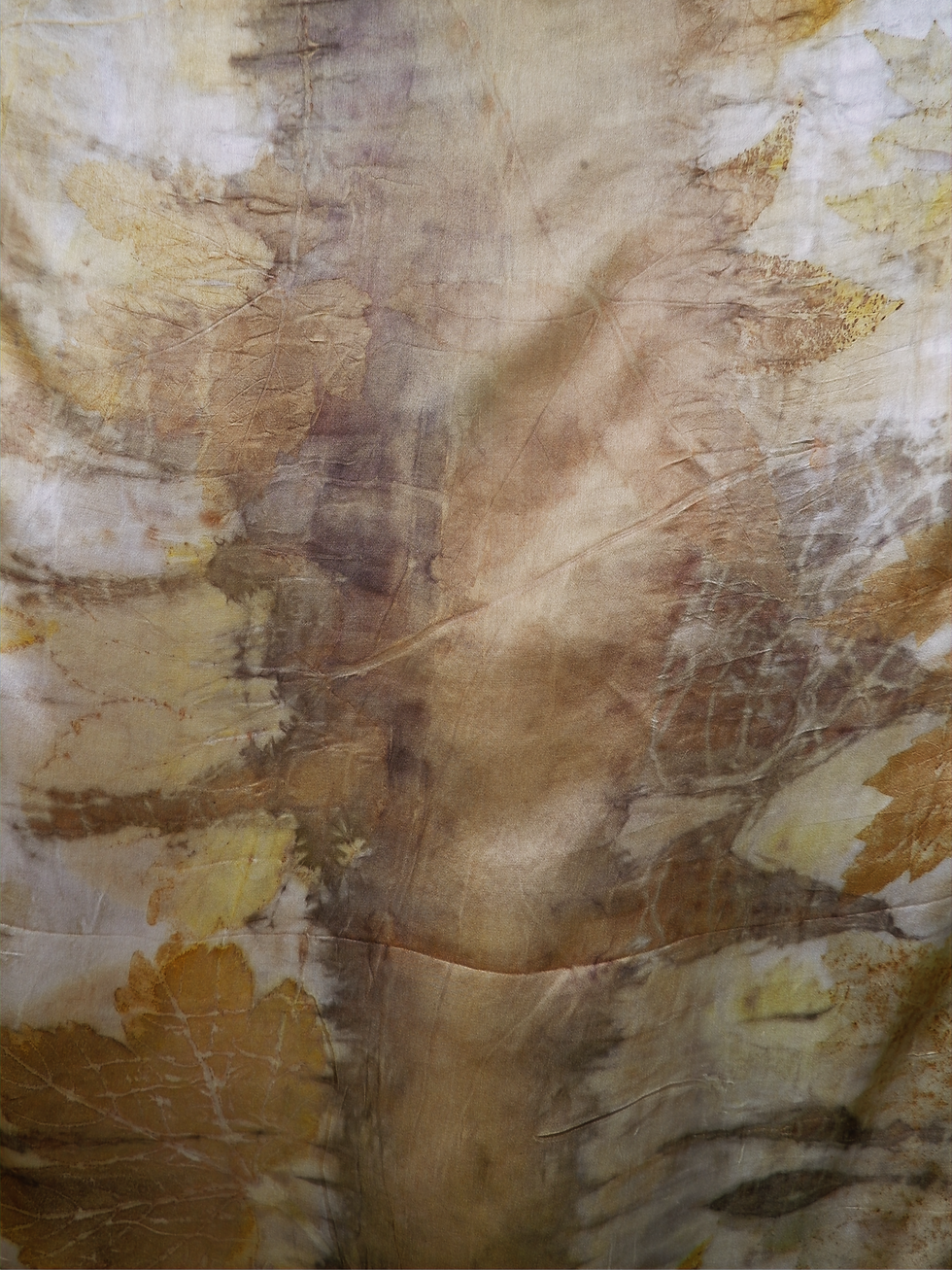 Thumbnail: Naturally Dyed & Eco Printed Silk Scarf – Fall Foliage