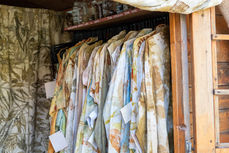 Eco print and natural dye clothing displayed in Tinctorium Studio atelier