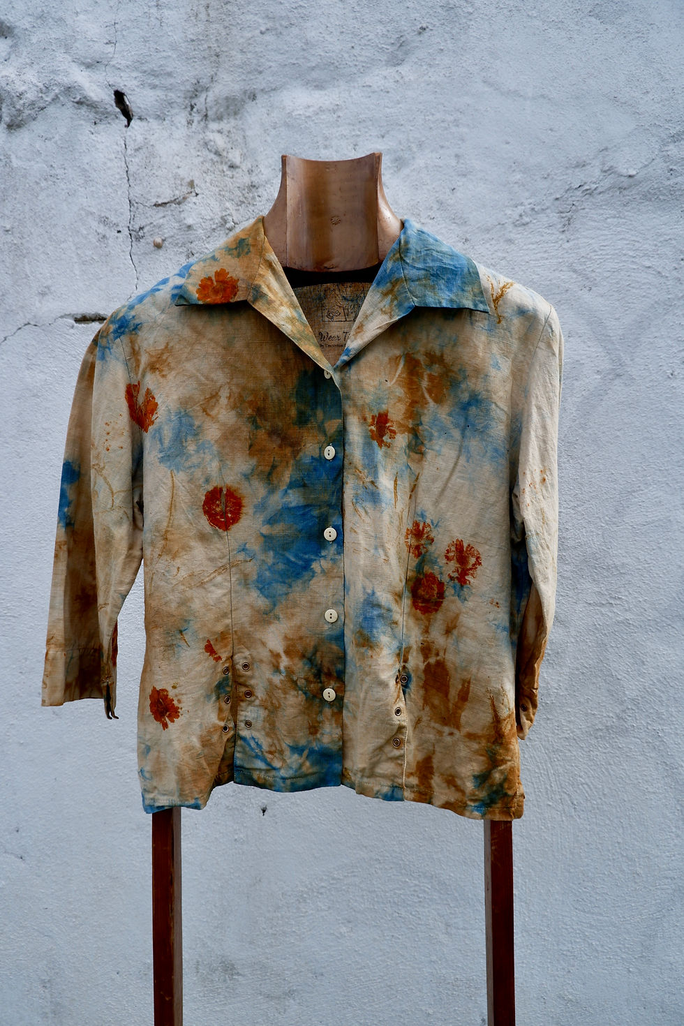 Indigo, marigold & coreopsis blouse