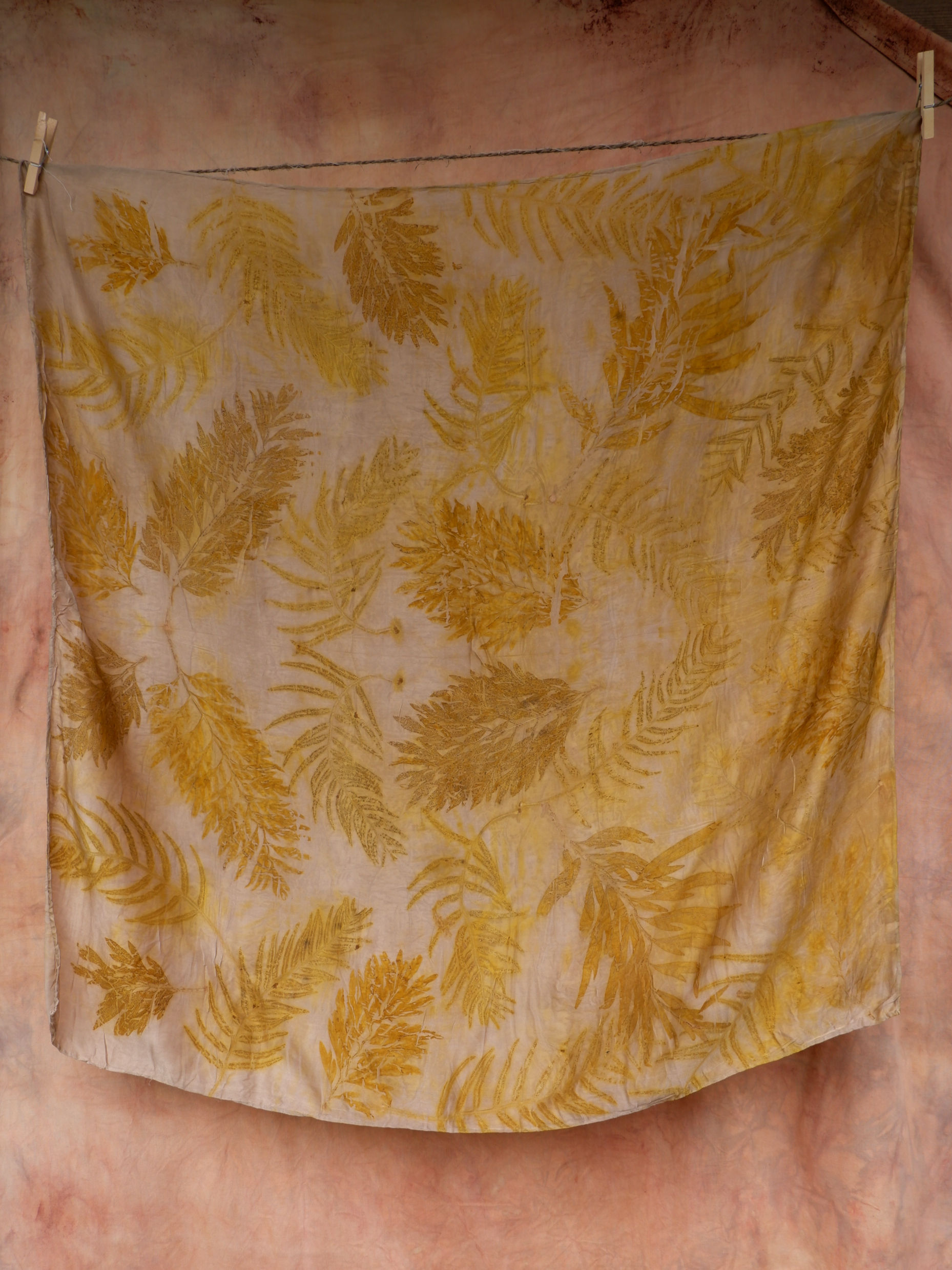 Naturally dyed & Eco Printed Silk Scarf – Winter Plants
