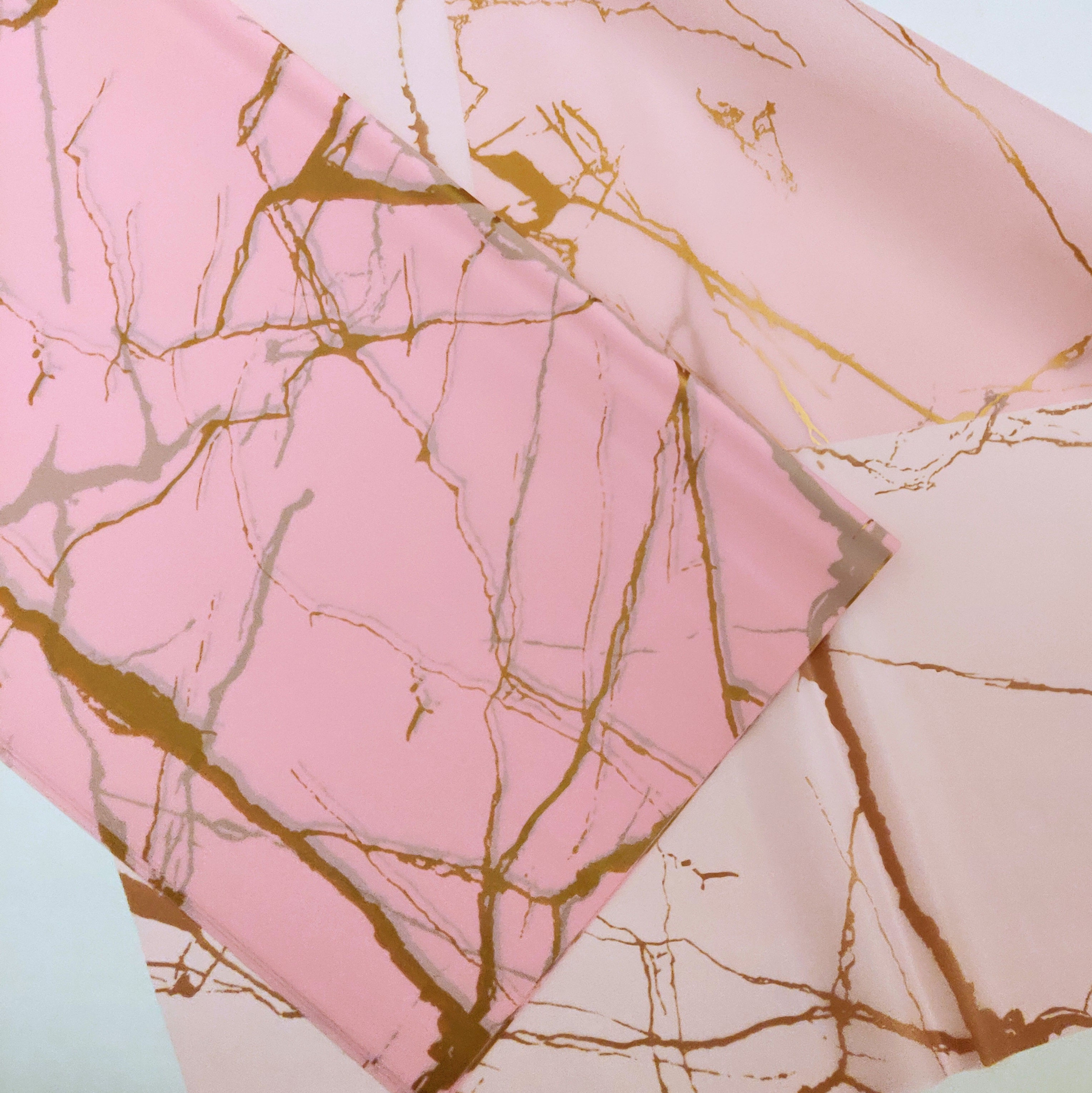 Bouquet Sheet marble print - Golden and Pink