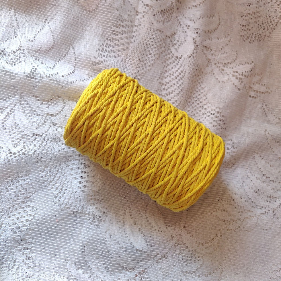 Cotton cord - Bright yellow 3mm twisted