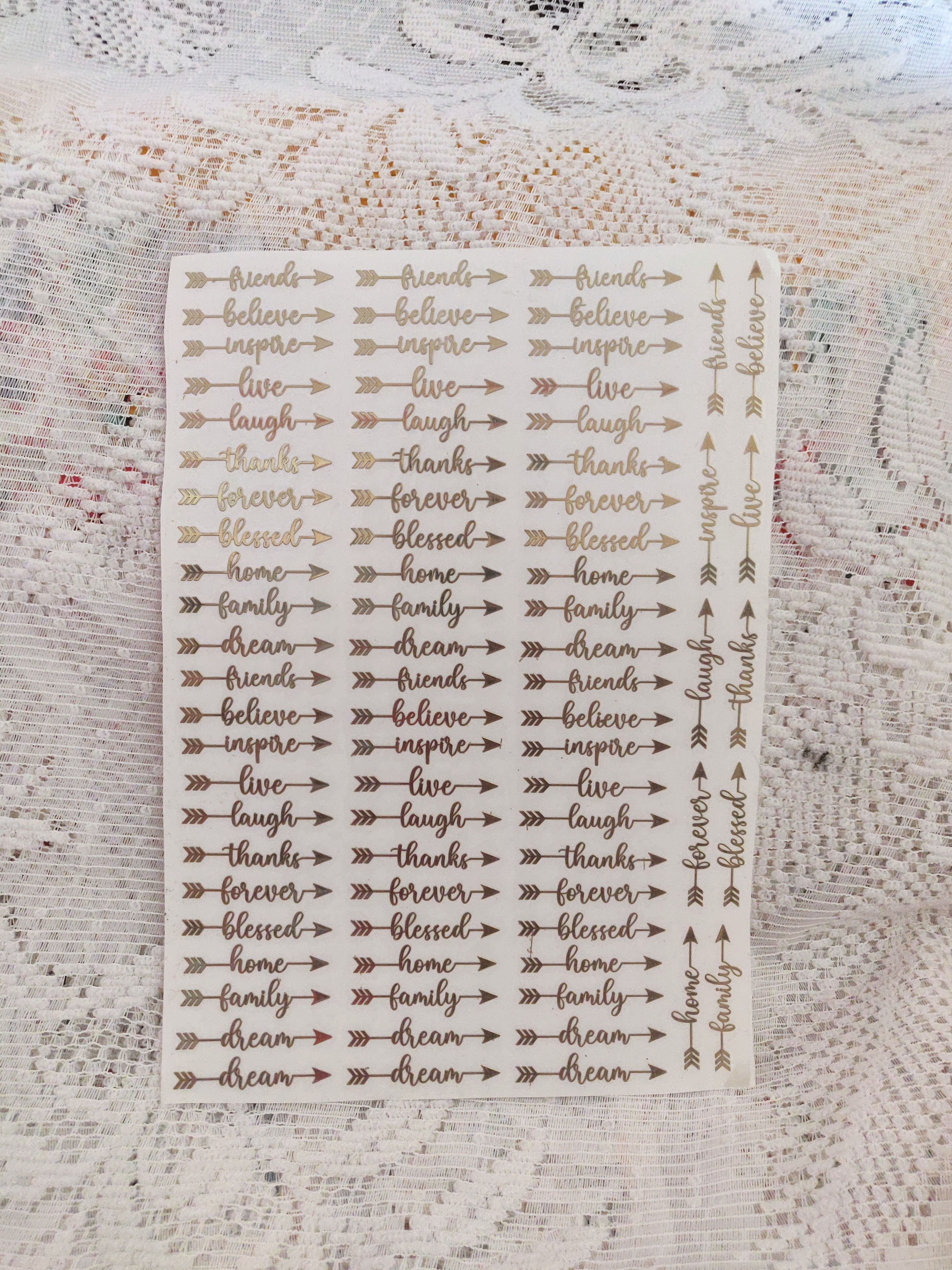 Metal transfer stickers - arrow and words