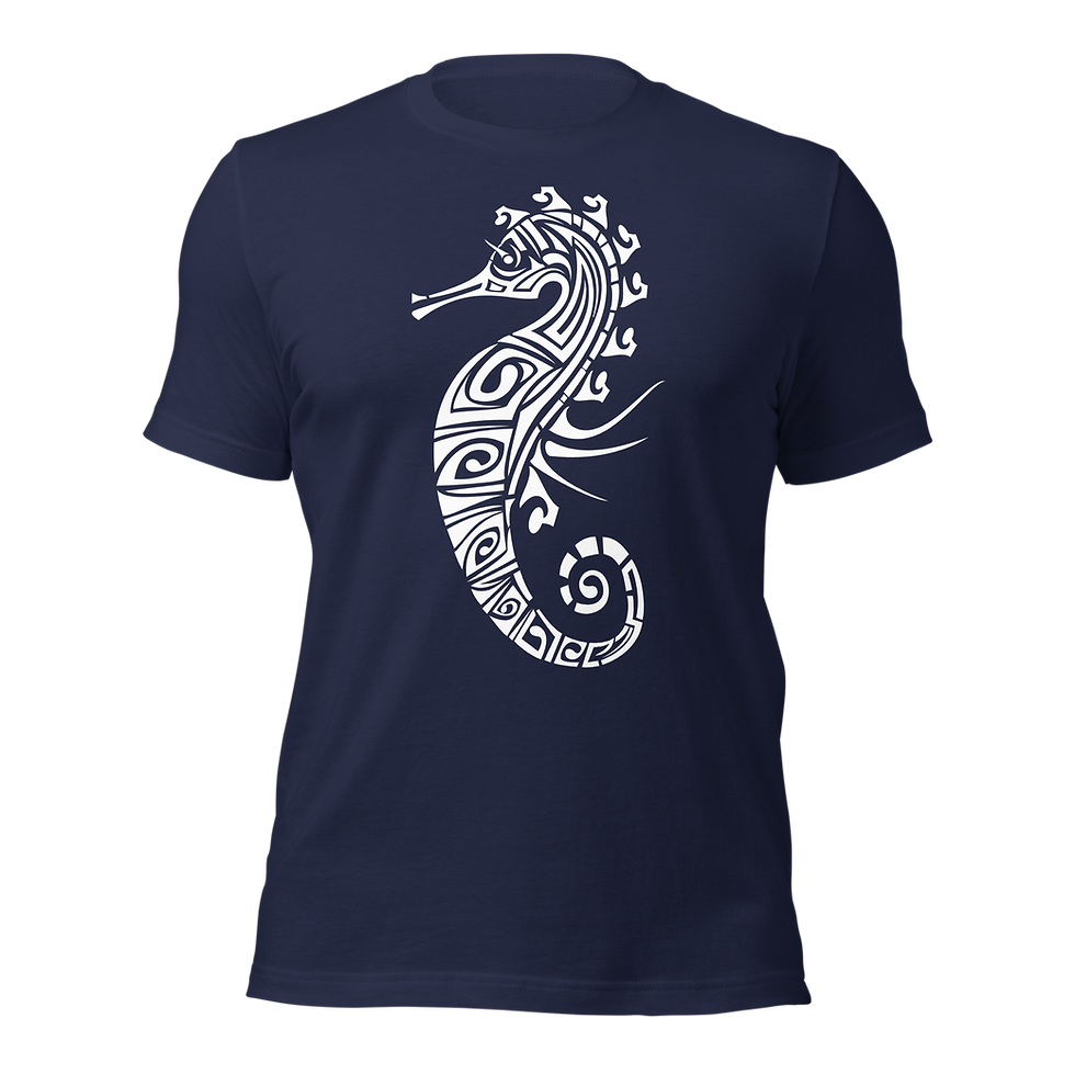 Thumbnail: White Tribal Seahorse Tally Tee