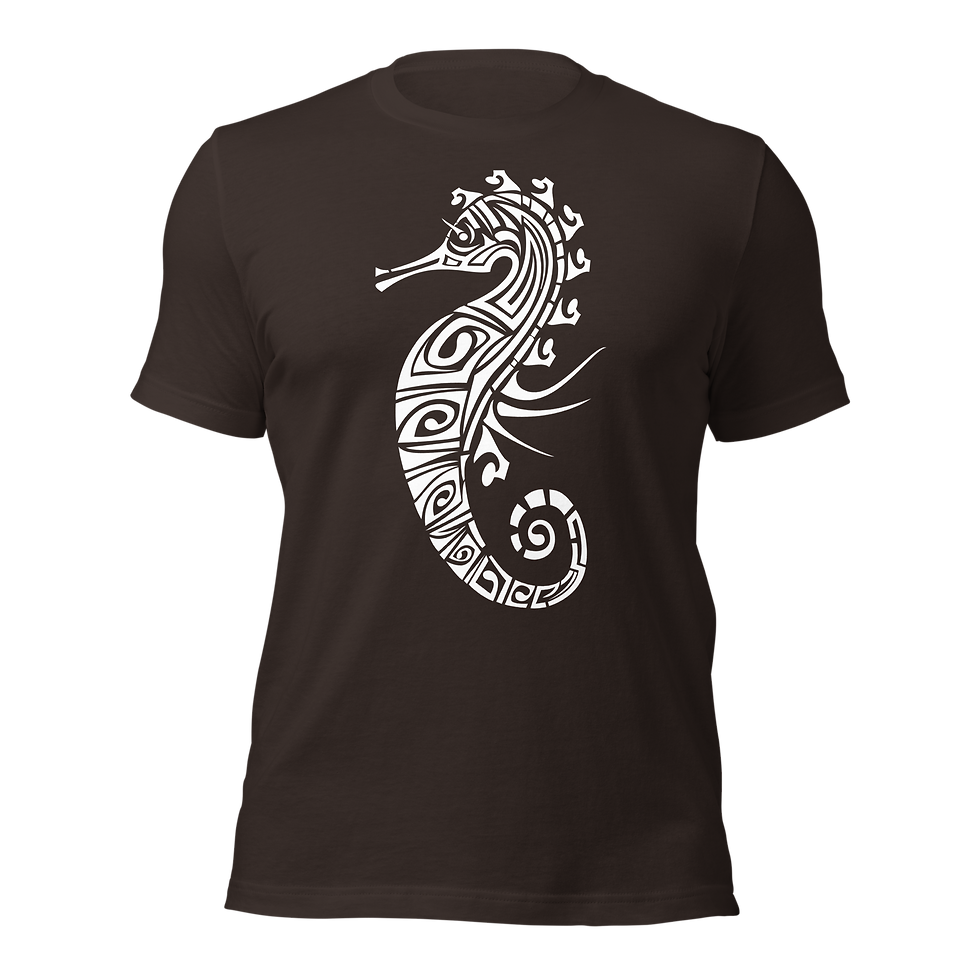 Thumbnail: White Tribal Seahorse Tally Tee