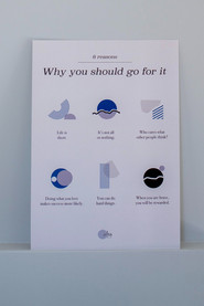 Photo of Inspirational Art Poster with the phrase 'Why you should go with it' on it and some graphics and subtext.