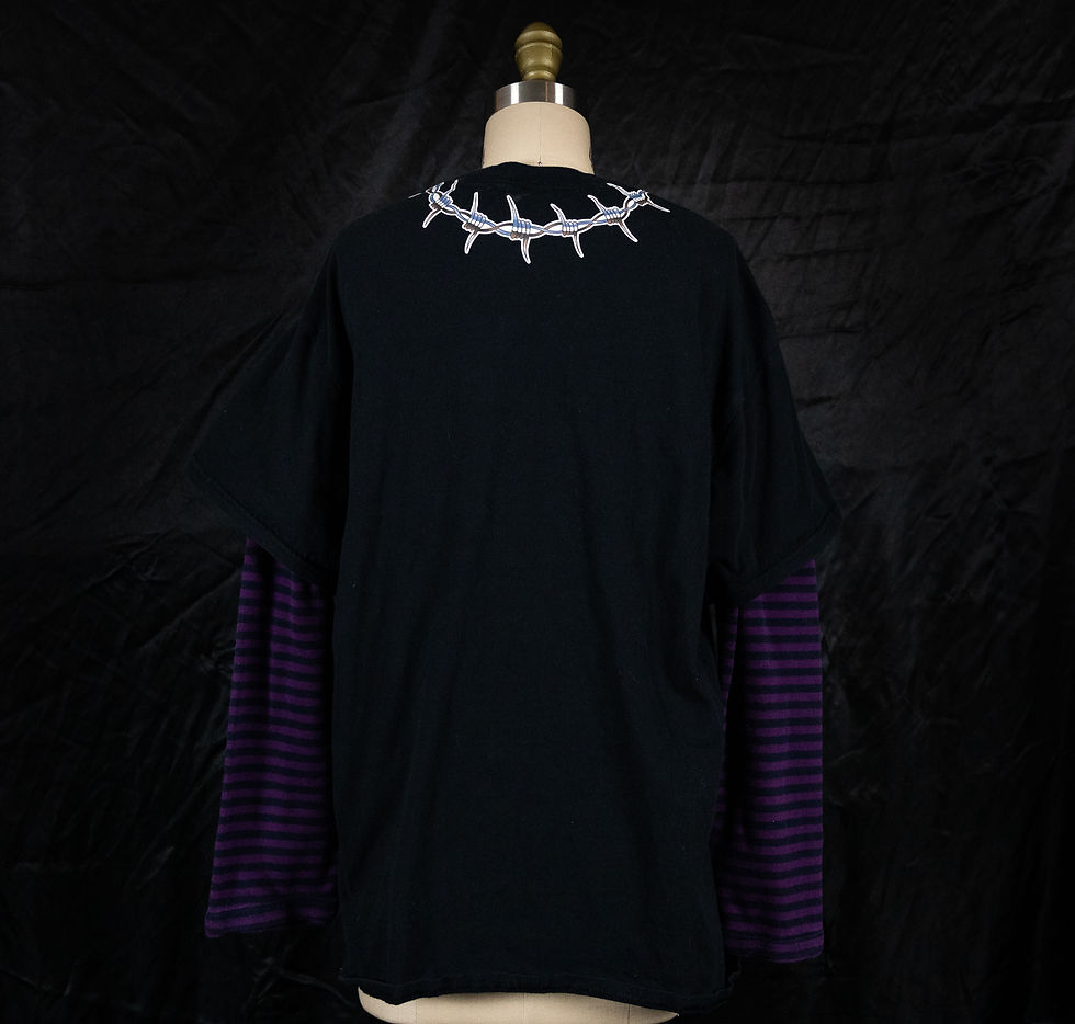 Thumbnail: Barbed Tee with Purple Striped Sleeves