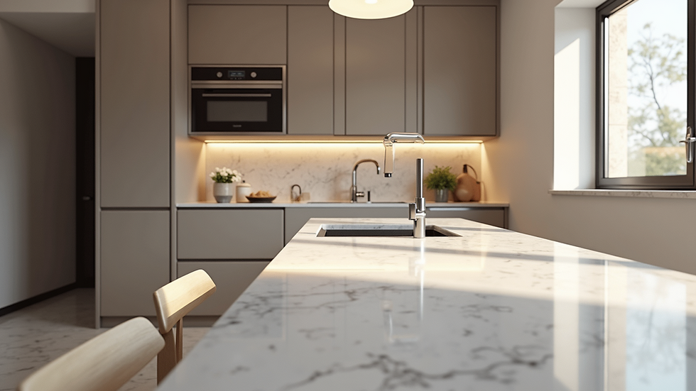Eye-level view of a modern kitchen renovation showcasing high-quality finishes