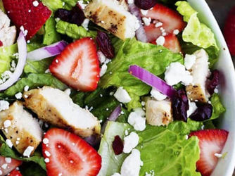 Strawberry-Chicken Salad with Pecans and Feta Cheese