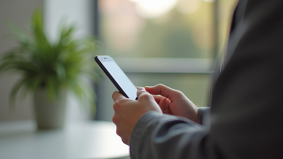 Plano detalle de smartphone con app de gestión de propiedades