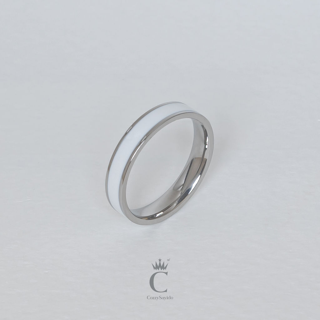 แหวน 3713 เหลี่ยม3mm สแตนเลส สีเงิน สีพิ้งโกล์ด ไม่ลอกไม่ดำ โดนสารเคมีได้