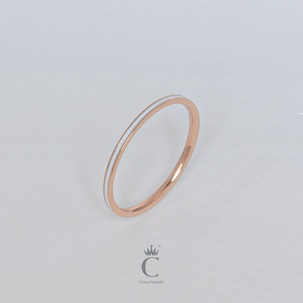 แหวน 3305 สามสี บาง1mm สแตนเลส สีพิ้งโกล์ด ไม่ลอกไม่ดำ โดนสารเคมีได้