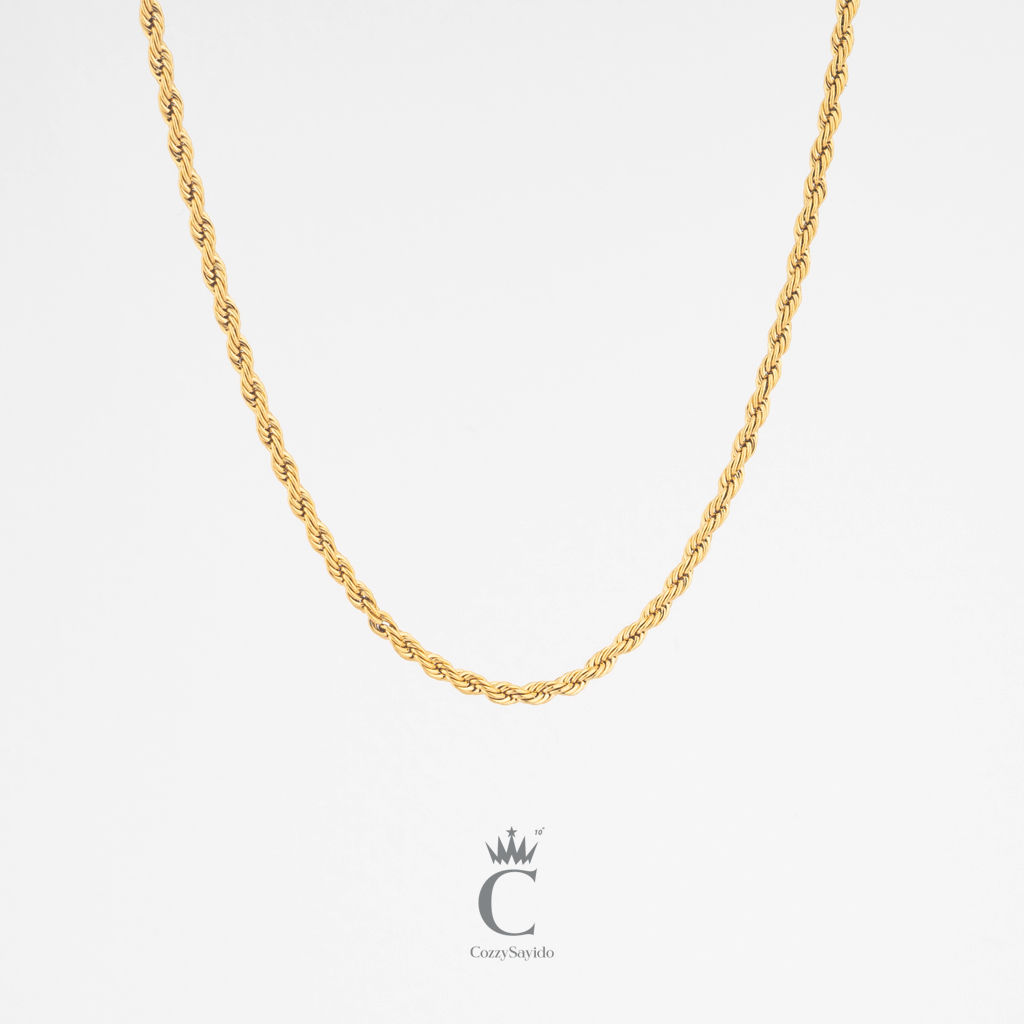 สร้อยคอ 3255 เกียวโช่ สแตนเลส สีทอง ไม่ลอกไม่ดำ โดนสรเคมีได้